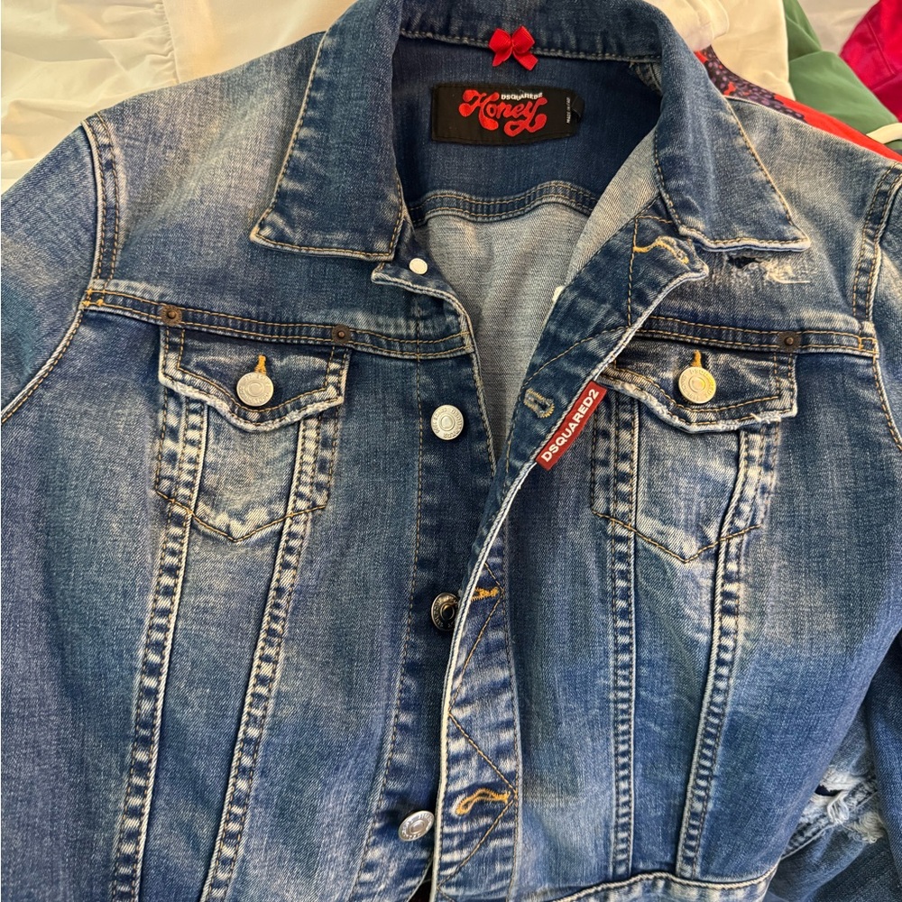 DSQUARED2 Honey Denim Jacket in Blue with Red Accent